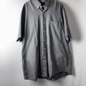 Nautica Men 3XL Gray with Dots Short Sleeve Button Down Shirt Dressy Casual